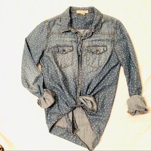 Life in Progress Distressed Star Jean Shirt